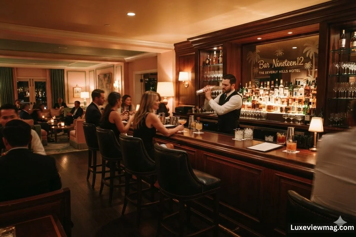 A group of diverse individuals seated at a bar, engaged in conversation in a lively atmosphere.