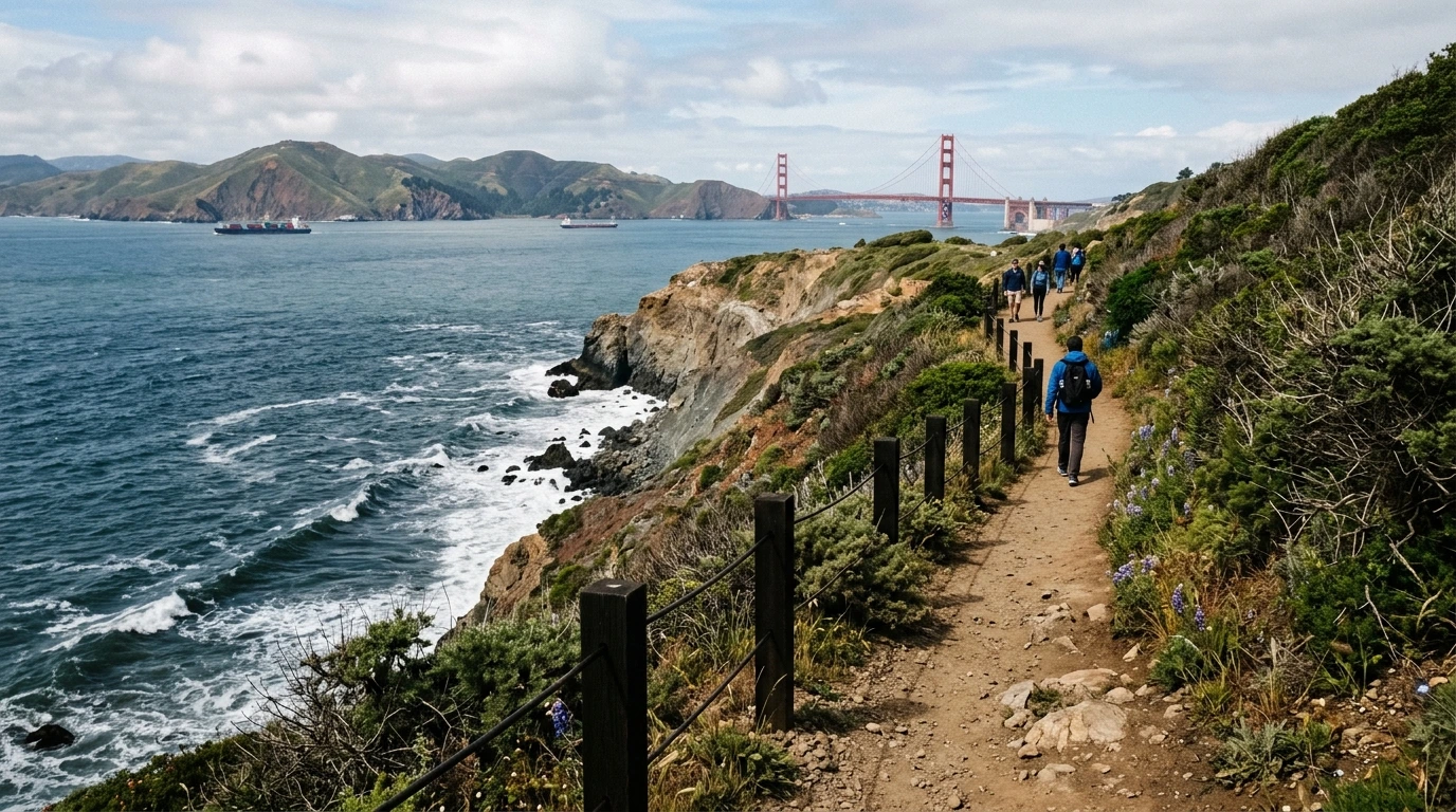 Coastal hiking trail overlooking the Pacific Ocean