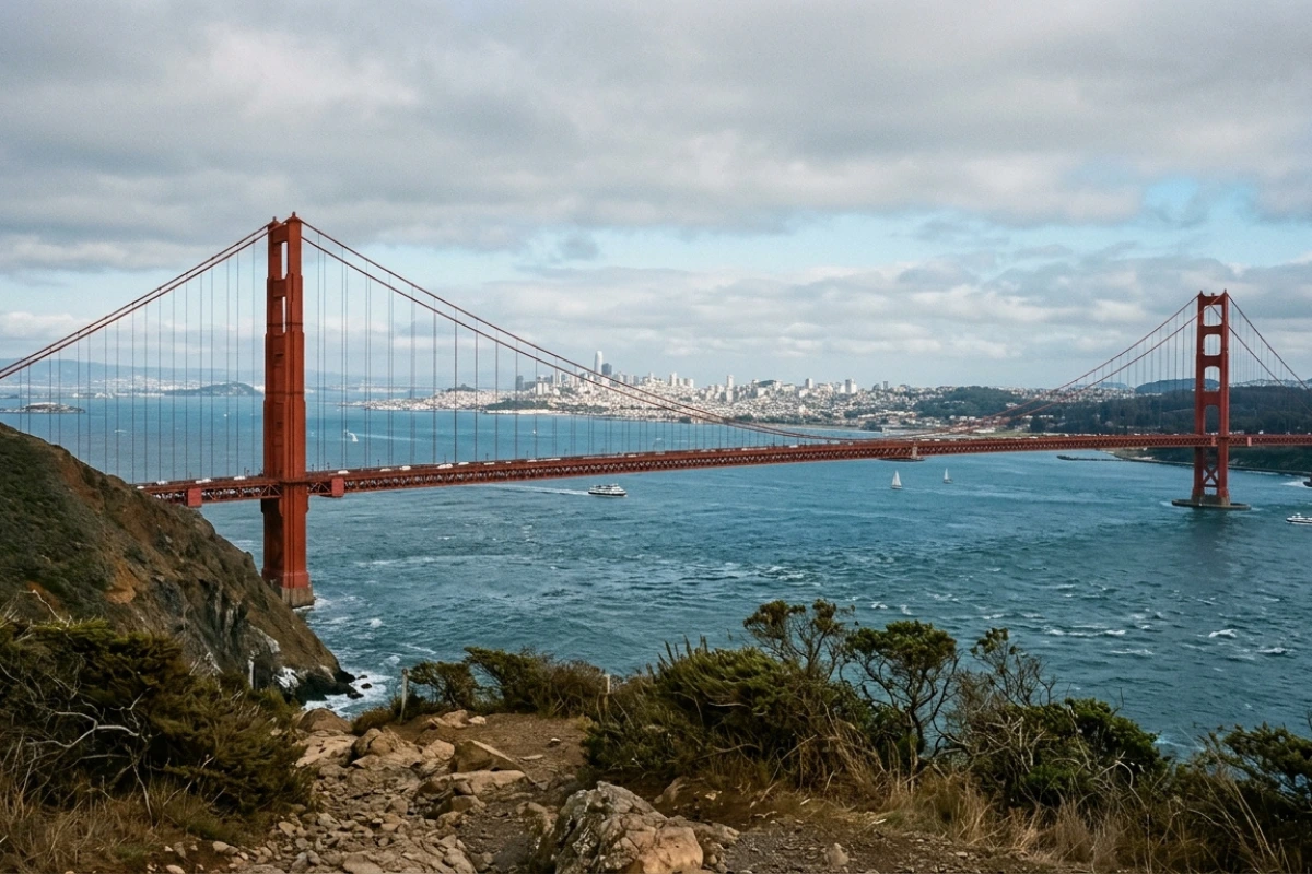 Golden Gate Bridge overlooking San Francisco Bay