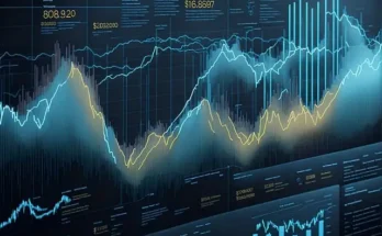 A digital screen filled with graphs and charts, representing analytical data for MyFastBroker Com.