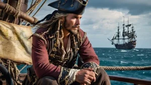 Scene from "Pirates of the Caribbean: Dead Men Tell No Tales," depicting tense moments among passengers and crew.