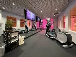 A gym room featuring treadmills and a television, located in Ahern Luxury Boutique Hotel's Fitness and Wellness area.