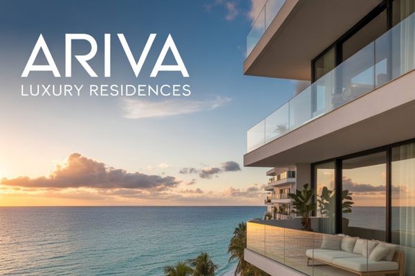 Exterior view of Ariva Luxury Residences showcasing modern architecture and luxury living spaces.