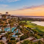 Park Hyatt Aviara Resort, Golf Club & Spa in Carlsbad, California, with swimming pools, landscaped gardens, and golf course.